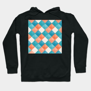 Patchwork Squares Teal and Orange Hoodie